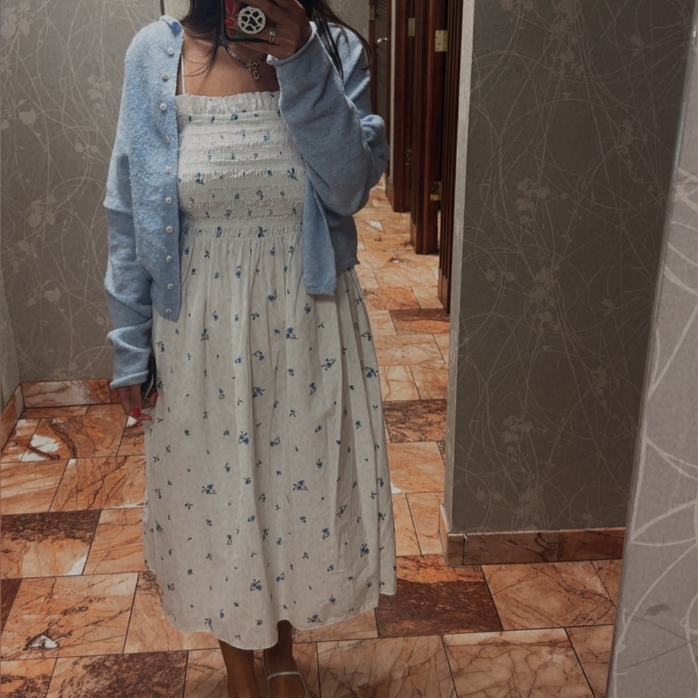H&M XL white and blue floral dress